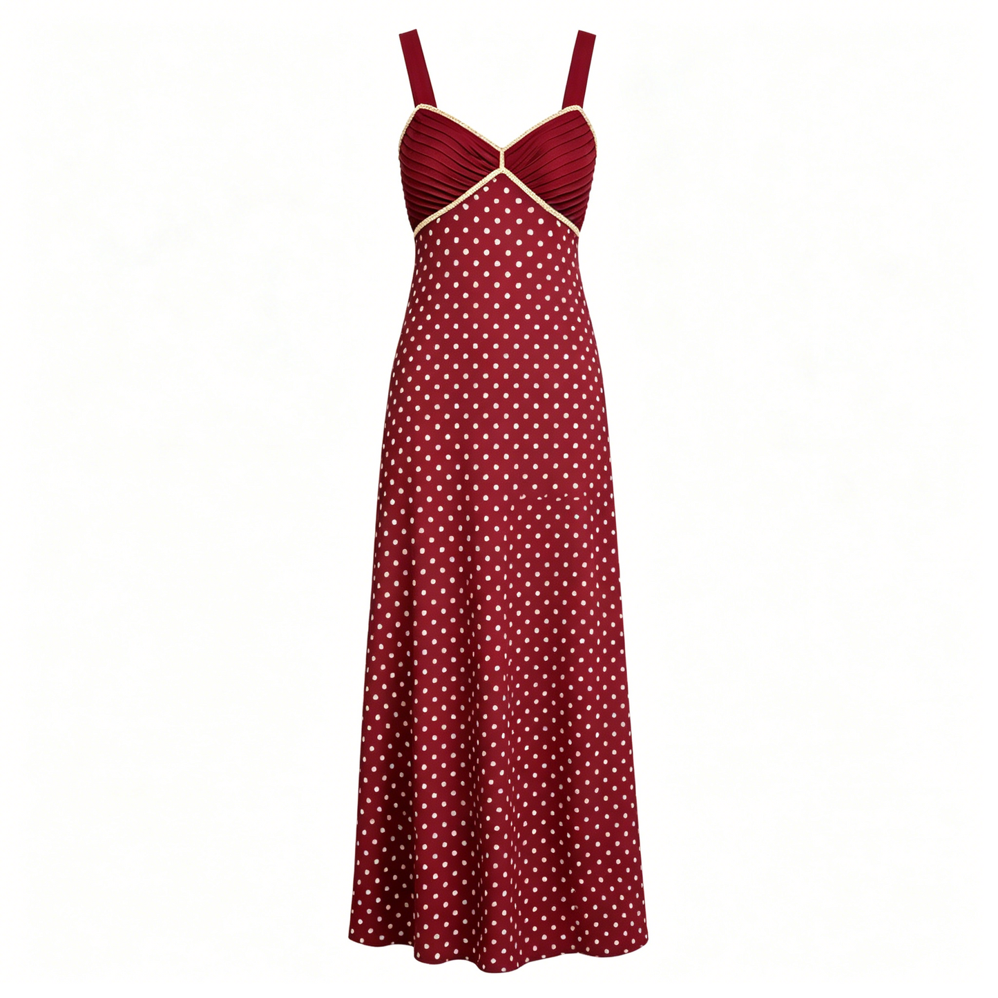 Burgundy Polka Dot Slip Maxi Dress